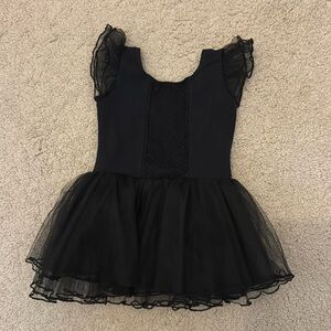 Short sleeve black tutu ballet dance dress tulle